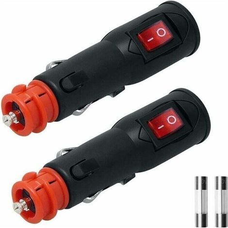 Cigarette Lighter Plug, Universal 12V Male Cigarette Lighter Socket, with switch and fuse for 12mm DIN HELLA / 20mm 12V-24V socket, Cables up to 2 x 2.5mm² for Camper Van Boat Motorcycle (2x Pcs) (1/4)