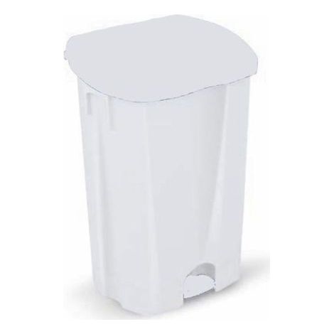 Poubelle plastique blanche 50 l avec  couvercle a pédale