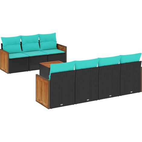 Maison Exclusive - Set Divani da Giardino 8 pz con Cuscini Nero in Polyrattan (1/5)