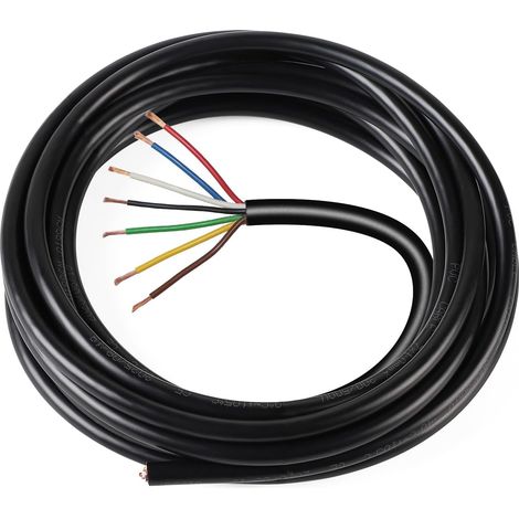 5m Câble Électrique Rond 7 Conducteurs pour Remorque, 1.5mm² Faisceau Remorque 7 Broches, Enveloppe en PVC, Âme en Fil de Cuivre Pur, pour Caravane Voiture Camping-Car RV (1/5)