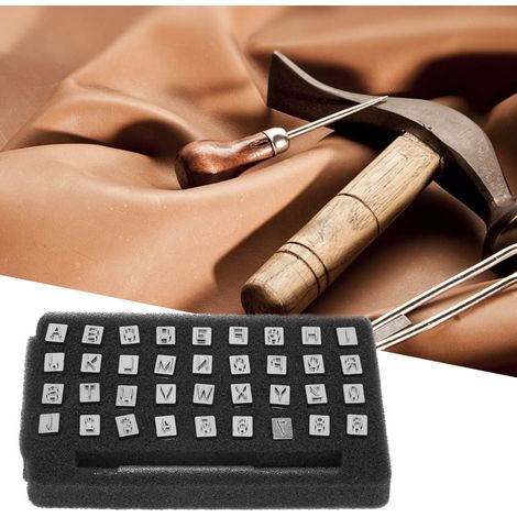 Kit de marquage cuir, poinçons lettres et chiffres en acier (6.5mm) pour artisanat (1/4)