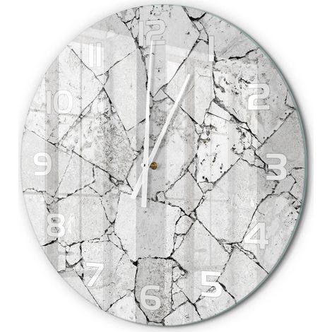 Horloge Murale Ronde en Verre Quartz Silencieuse Sans Tic-Tac Salon Cuisine Mur de pierre fi 60 cm (1/5)