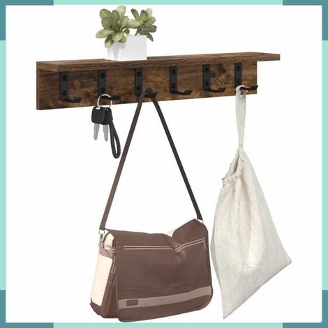 874359 Porte-manteau mural Chêne fumé 60 x 10,5 x 10,5 cm (1/5)