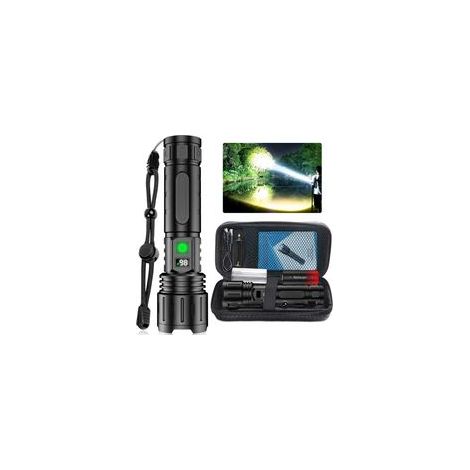 Lampe torche LED puissante – Lampe torche rechargeable – 3000 lumens – Alliage d'aluminium – Noire (1/5)