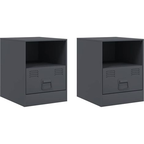 Maison Exclusive - Nachttische 2 Stk. Anthrazit 34,5x39x44 cm Sta