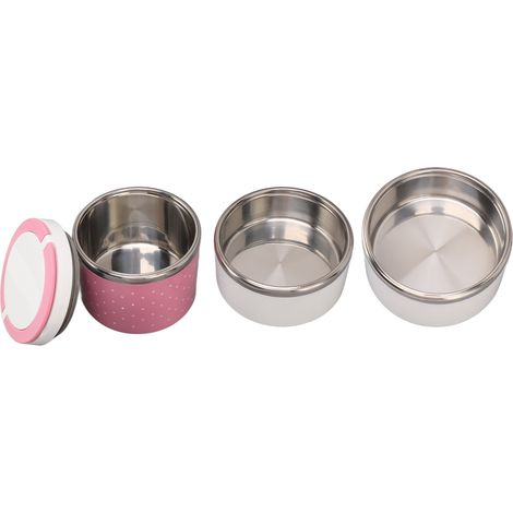 Stapelbare, isolierte Edelstahl-Lunchbox, auslaufsicher, hält Speisen frisch, ideal für Partys, rosa (1/5)