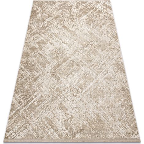 Modern carpet DUKE 51541 beige - Geometric, structured, very soft, fringes beige 200x290 cm