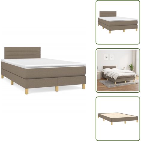 Materasso con molle insacchettate - vidaXL Giroletto a Molle con Materasso Tortora 120x190 cm in Tessuto - Letto con testiera regolabile