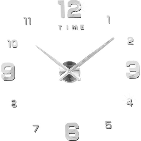 Horloge murale à faire soi-même, sans cadre, horloge murale miroir 3D, grand format, autocollant mural silencieux pour salon, décoration intérieure