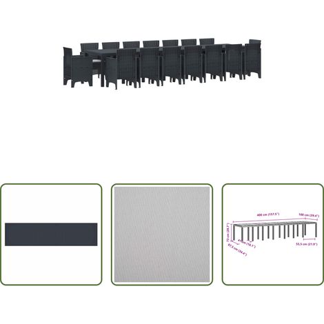 Gartenstühle -  Garten-Esszimmergarnitur mit Kissen 17 pcs Anthrazit PP (1/5)