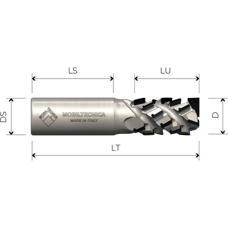 FRESA ELICOIDALE IN DIAMANTE Z3+3 ASSIALE 30° CORPO IN ACCIAIO PCD H4,5 mm - MOBILTECNICA D25 LU 84,5 DS25 LT154 Z(3+3)(42+1DIA) DX H4,5