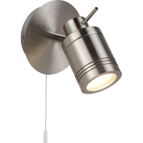 Searchlight Samson - Projecteur mural à 1 lumière LED pour salle de bain, argent satiné IP44, GU10 (1/3)