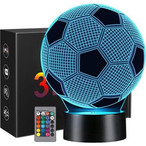 Veilleuse 3D football enfant – Lampe optique avec télécommande – 16 couleurs changeantes – Décoration chambre enfant fan de foot (1/5)