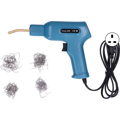 Kit de soudure plastique manuel avec agrafeuse réparation, outil pour jardin et maison, cyan, prise UK 220-240V