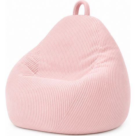 Pouf poire déhoussable velours côtelé - 105x85 cm rose