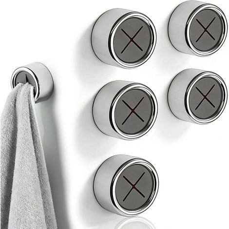 5 Porte-torchon, Crochet adhésif sans perçage, Support mural ABS, Pour cuisine et salle de bain (1/5)