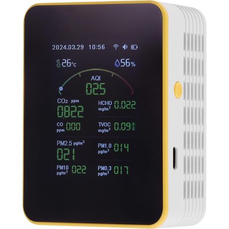 Tuya WiFi 15 en 1 Détecteur de Qualité de L'Air Domestique Portable PM0.3 PM1.0 PM2.5 PM10 CO CO2 TVOC HCHO Testeur Multi-Horloge (1/5)
