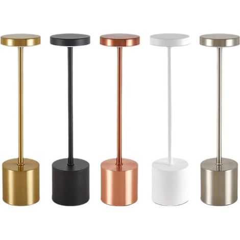 Lampe de table sans fil, à intensité variable, étanche, en métal, rechargeable par USB - 1 pièce - WELLNGS Noir (1/5)