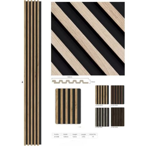 TrAdE Shop Traesio - Pannello Decorativo 3d Doghe Legno E Nero 12x120x290 Cm Rivestimento Parete - (1/4)