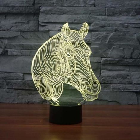 Lampe 3D Cheval - Lumière LED Changeante 7 Couleurs - Bureau Chambre Décoration - Alimentation USB ou Piles - 253 x 184 x 87 mm (1/4)