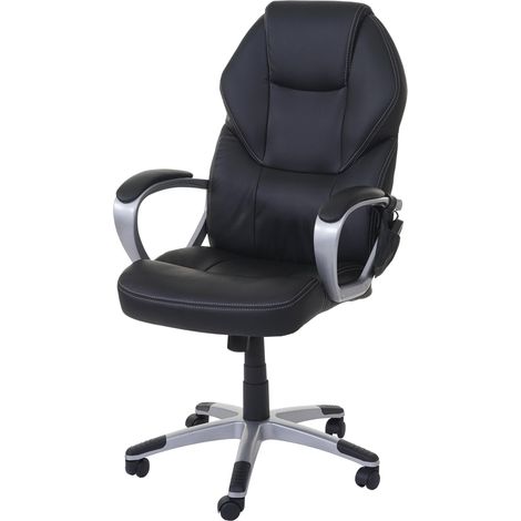 Sillón de oficina con ruedas con función de masaje giratorio y calefactor en sintético negro 040001781 (1/5)