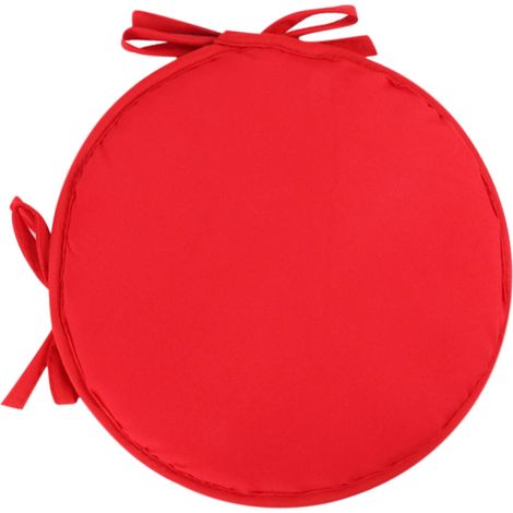 Coussin De Chaise Ronde - 30 Cm - Avec Cordons De Fixation - Pour Chaises Intérieures Et Extérieures - Lot De 4 - Rouge (1/3)