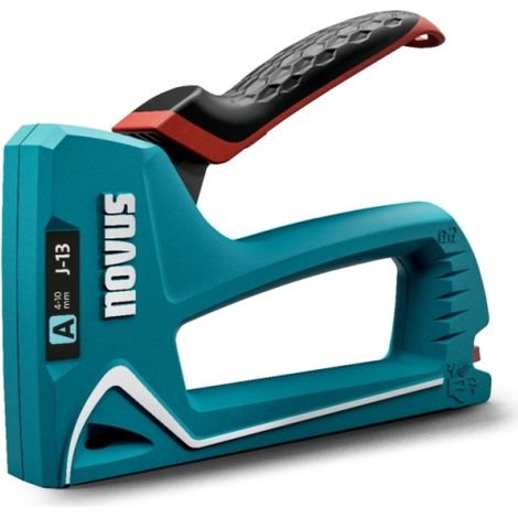 Novus J13 pequeña grapadora manual con carcasa de plástico ABS de alta calidad para un uso universal.
Corredera de grapas integrada para recargar las
