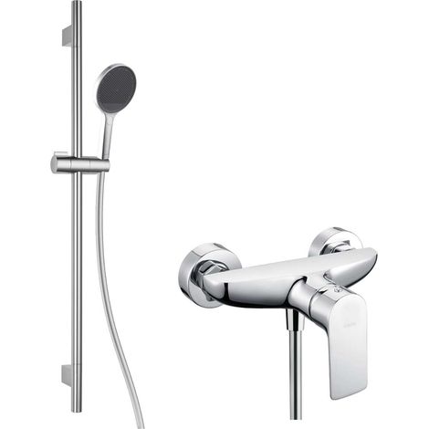 kielle Vega - Set de douche avec mitigeur, colonne, flexible et pommeau de douche EcoSpare, chrome 20618SN40
