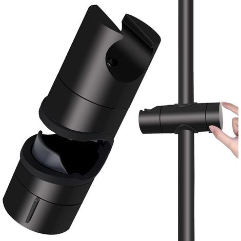 Nero opaco - 1 supporto per doccia, nero Supporto universale per asta doccia in ABS massiccio 18-25 mm di spessore e supporti per doccia migliorati. (1/5)