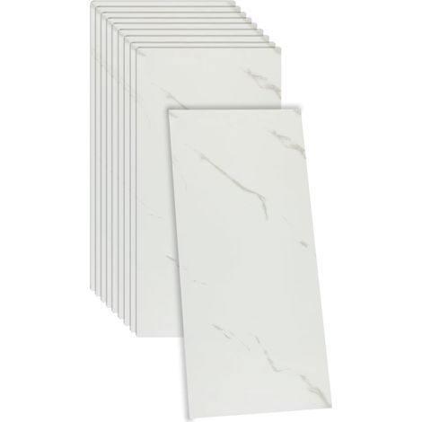 Adhesive Pour Cuisine, Carrelage Adhesif Mural Salle Bain Blanc 10 PièCes 60 X 30 Cm Marbre Credence Cuisine Salle Bain, Plaque Pvc Murale Pour La DéCoration IntéRieure (1/5)