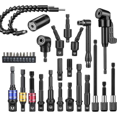 Kit adaptateur d'angle pour foret, barre d'extension à joint universel, jeu de clés en L, cintreuse de tournevis, pour outils de perçage difficiles d'accès.