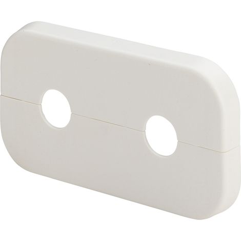 Rosace double 1079,6 en plastique blanc RAL 9010, dimensions 110 x 60 x 10 x 15 mm.