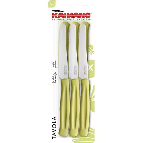 COLTELLO DA TAVOLA SEGHETTATO manico verde  - KAIMANO