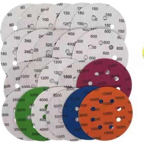 21pcs Sanding Discs, Round Sandpaper, 75mm Velcro Sanding Discs, Wet and Dry Sanding Discs (60-10000) for Flocking, Sandpaper, with Hand Sanding Suction Cup and Electric Sanding Adapter (7.6cm) (1/5)