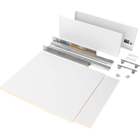 Emuca Schubladegarnitur Vertex für Küche oder Badezimmer, Höhe 178mm, mit Einlegeböden, Modul 450mm, Weiß lackiert