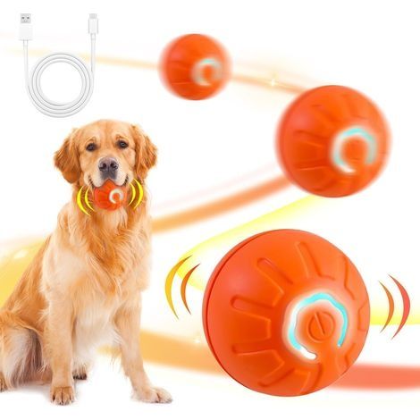 Balle de jouet intelligent, jouet automatique pour chiens, balle interactive pour chiens, durable et automatique, pour chiots, petits et moyens, rechargeable par USB