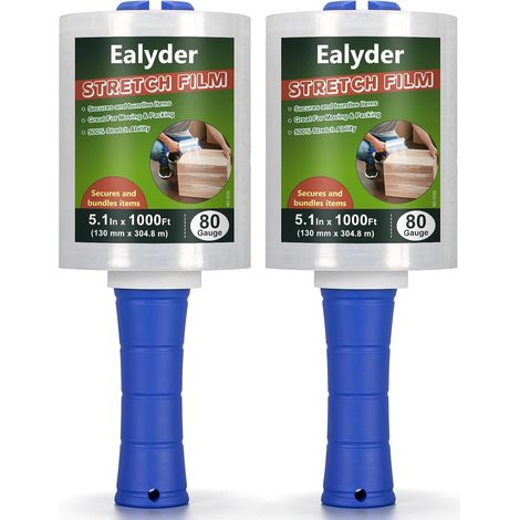 2 Rouleaux Film Étirable Mini 130mmx304,8m Transparent Résistant Poignée (1/5)