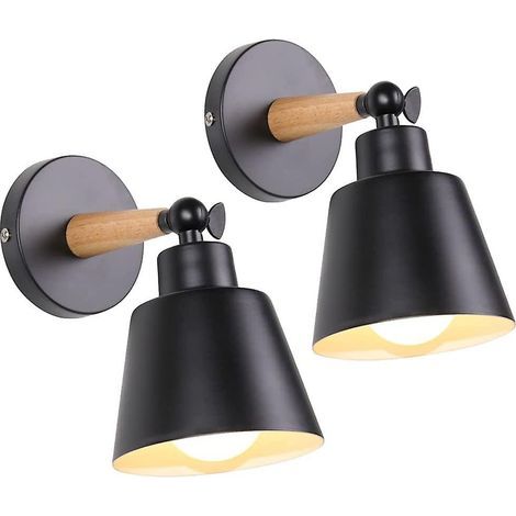 Packs d'appliques murales industrielles vintage E27 métal ajustable rétro lampe murale d'intérieur (sans interrupteur, noir) (1/5)