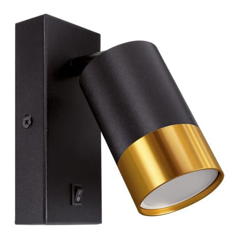 Dekorative Wandleuchte, schwarz-golden, beweglicher Spot in Posaunenform, GU10 35W IP20, Ideus 04133