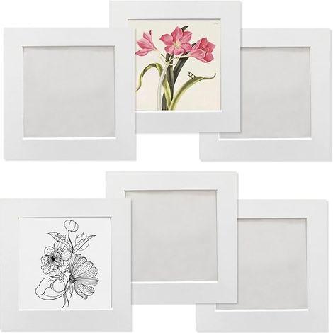 Carré Cadre Photo 15 x 15 cm,Cadre Photo Collage Photos Décoration Mural,Cadres en Carton,Film Plastique Transparent,Blanc,Installation Autocollante (1/4)