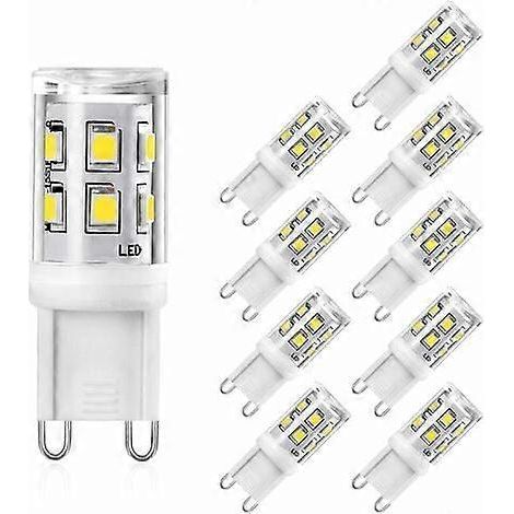 Ampoule LED G9 équivalente à 20 W et 25 W halogène, blanc neutre 4000 K, IRC 80, 300 lm, angle de diffusion 360°, 220-240 V CA, non dimmable, lot de 10
