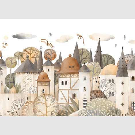 Papier peint intissé - Ville aquarelle - 375x270 cm (1/5)