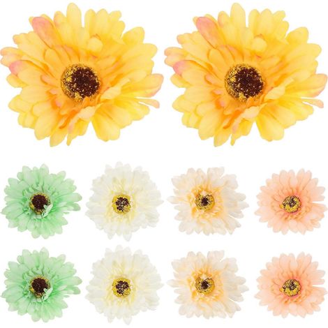 10 Stück künstliche Seidenhaarspangen in Form von Gerbera-, Chrysanthemen- und Gänseblümchenblüten-10X2.5CM (1/3)