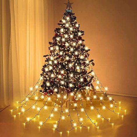 m 8-Linien-Weihnachtsbaum-Lichterkette mit Ring, 280 LEDs funkeln für 6–8 Fuß große Weihnachtsbaum, 8 Modi und Speicherfunktion, LED-Lichterkette für Weihnachtsbaum-Party, Hausgarten-Dekoration (1/5)