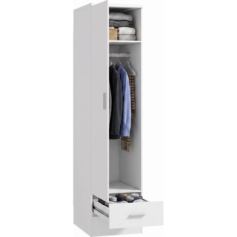 HOMCOM Armadio Camera da Letto con Anta, Cassetto, Asta Appendiabiti, Bianco (1/5)