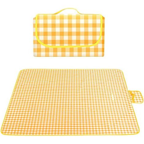 Manta de picnic, Manta de picnic, Manta de camping, Manta de playa, Impermeable y resistente a la arena, Con asa, camping, Amarilla, 200 x 200 cm (1/5)