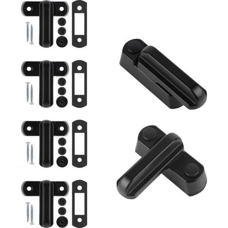 Sash Jammer Serrure de Fenêtre Supplementaire,4 Serrures de Porte Fenêtre Bloquer en Alliage d'Aluminium avec 8x vis,Sécurité Domestique,d'Enfant, Noir (1/5)