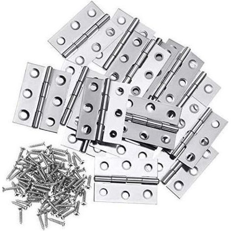 10Pcs Charnière En Acier Inoxydable Charnières 3 Pouces Se Pliant Charnière Connecteurs Pour La Maison Meubles Matériel Armoire Garde Porte Tiroir (avec 60Pcs 3 12mm Vis) (1/4)