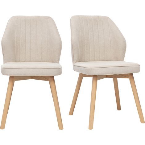 Chaises design en tissu effet velours beige et bois clair (lot de 2) FANETTE (1/5)