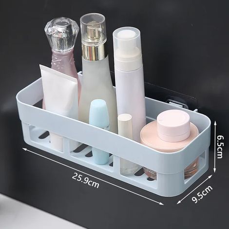 Étagère de salle de bain organisateur toilette adhésif shampooing Gel panier de rangement décoration salle de bain coin douche étagère support accessoires carré bleu (1/2)